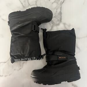 Columbia Youth Powderbug Forty Snow Rubber Bottom Boots Black Size 1M Big Kid